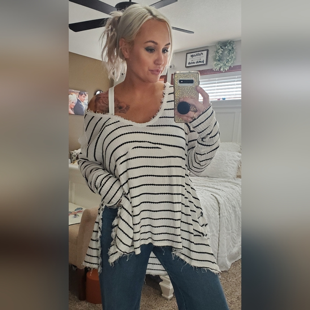 Free People Sunset Park Oversized Thermal Boho Chic Size Medium